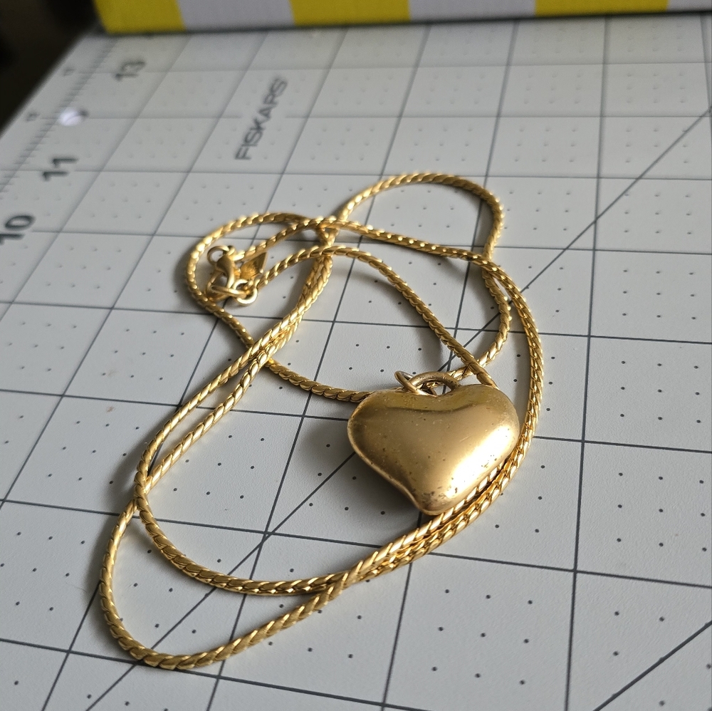 Anne Kein Gold Tone Heart Pendant Long Necklace